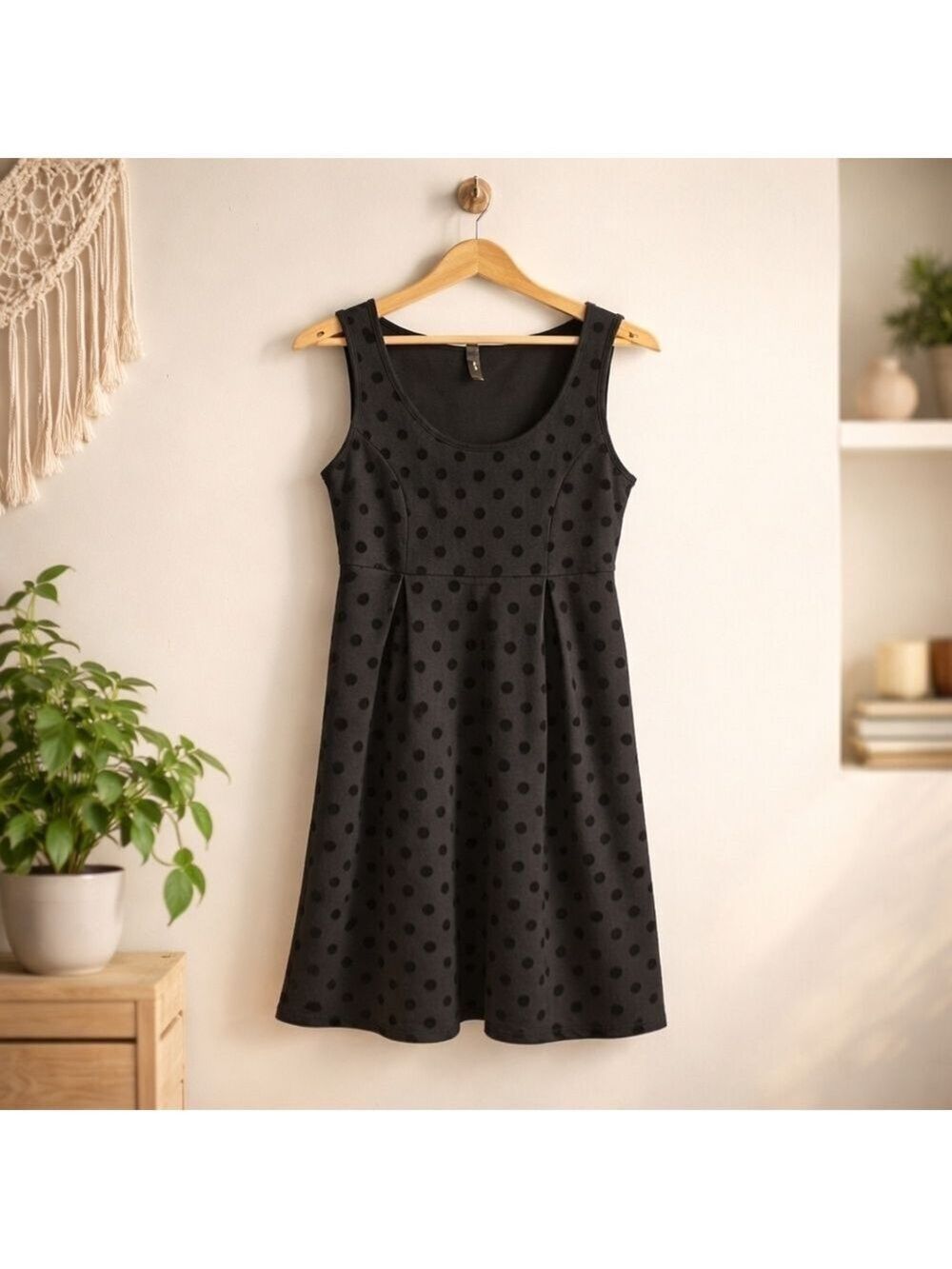 Thyme Maternity Black Sleeveless Scoop Neck Midi Sundress Size Small